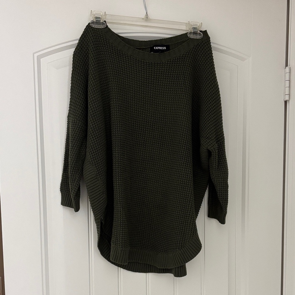 Express Women's Dark Green Knit Sweater